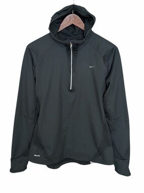 Nike 1/2 zip black pullover hoodie large Athleisure casual fleece lined active